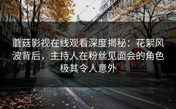 蘑菇影视在线观看深度揭秘：花絮风波背后，主持人在粉丝见面会的角色极其令人意外