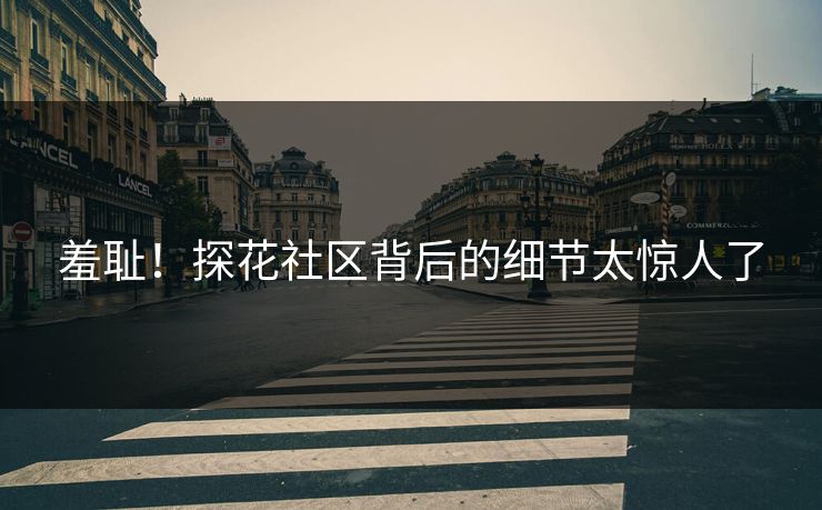 羞耻！探花社区背后的细节太惊人了
