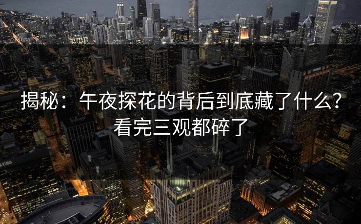 揭秘：午夜探花的背后到底藏了什么？看完三观都碎了