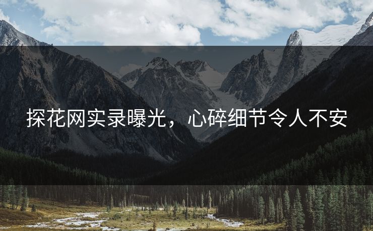 探花网实录曝光，心碎细节令人不安