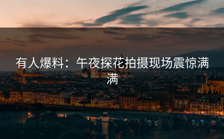 有人爆料：午夜探花拍摄现场震惊满满