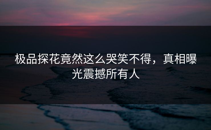 极品探花竟然这么哭笑不得，真相曝光震撼所有人