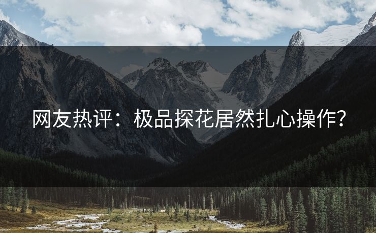 网友热评：极品探花居然扎心操作？