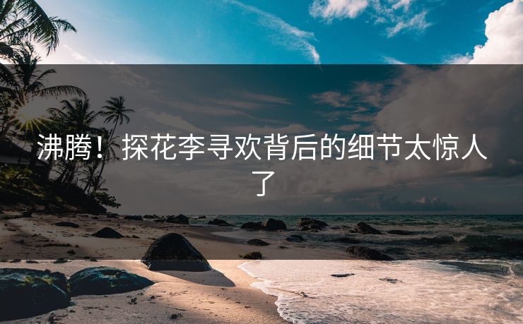 沸腾！探花李寻欢背后的细节太惊人了