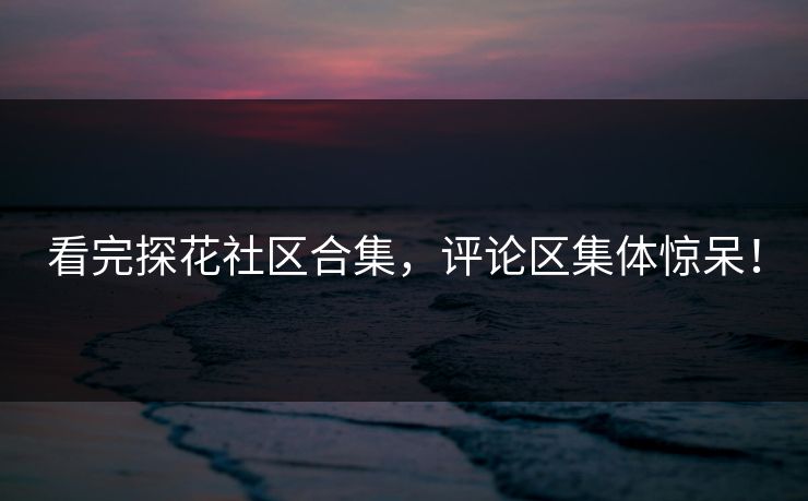 看完探花社区合集，评论区集体惊呆！