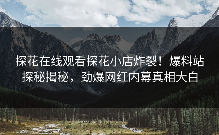 探花在线观看探花小店炸裂！爆料站探秘揭秘，劲爆网红内幕真相大白