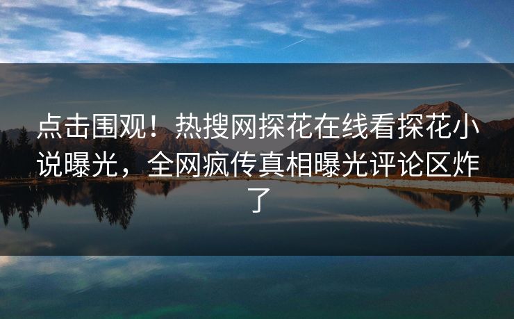 点击围观！热搜网探花在线看探花小说曝光，全网疯传真相曝光评论区炸了
