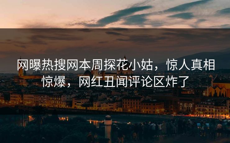 网曝热搜网本周探花小姑，惊人真相惊爆，网红丑闻评论区炸了