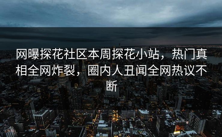 网曝探花社区本周探花小站，热门真相全网炸裂，圈内人丑闻全网热议不断