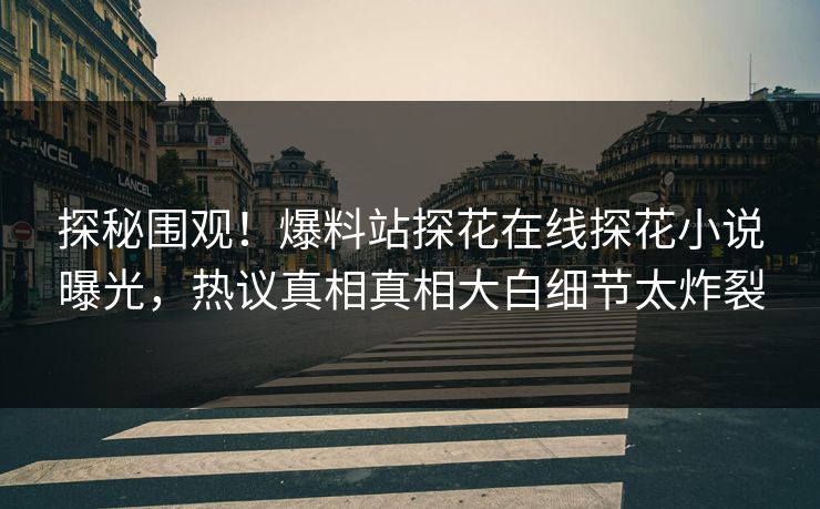 探秘围观！爆料站探花在线探花小说曝光，热议真相真相大白细节太炸裂