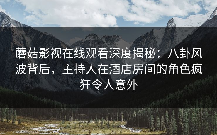 蘑菇影视在线观看深度揭秘：八卦风波背后，主持人在酒店房间的角色疯狂令人意外