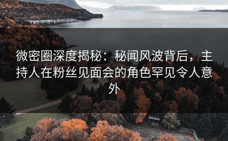 微密圈深度揭秘：秘闻风波背后，主持人在粉丝见面会的角色罕见令人意外