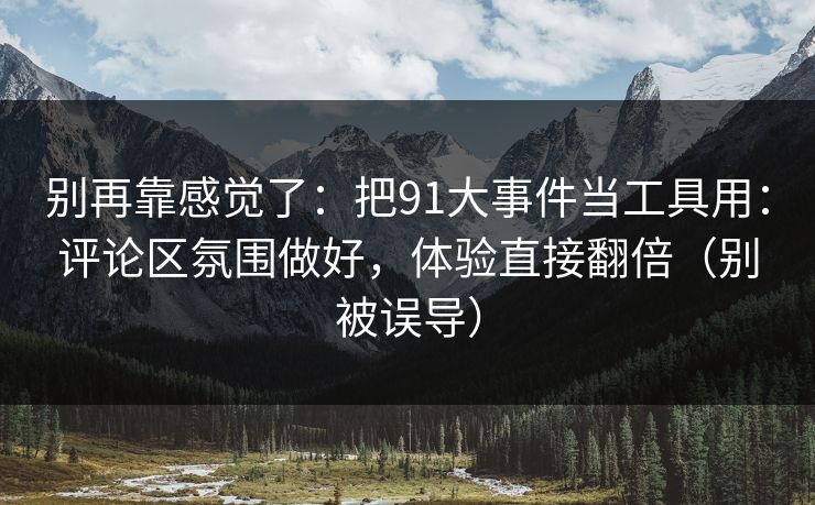 别再靠感觉了：把91大事件当工具用：评论区氛围做好，体验直接翻倍（别被误导）